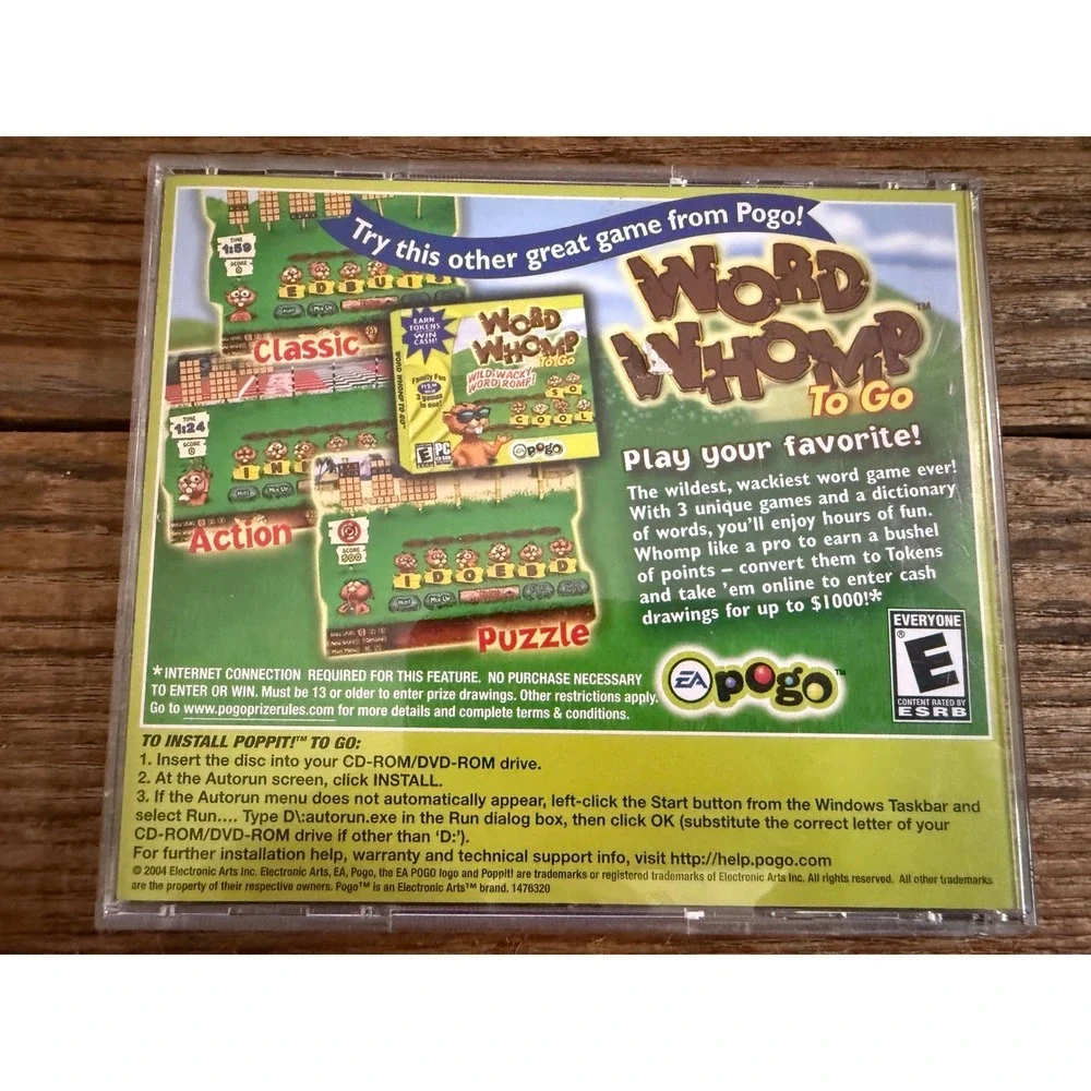 Y2K 2004 Electronic Arts Pogo Poppit To Go PC CD ROM Puzzle Game Disc Jewel Case